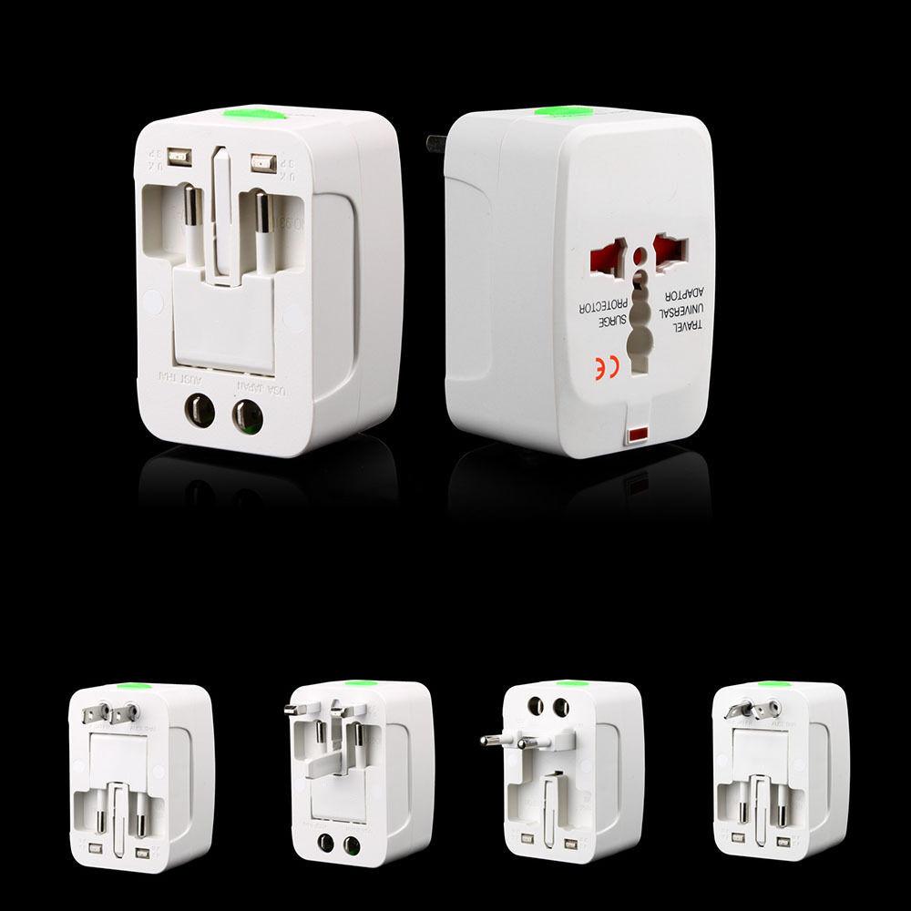 Universal Worldwide Adapter Electric Socket AU UK US EU Plug Adaptor Travel Wall Charger AC Power Option 2 USB Charging Port International Plug Adapto
