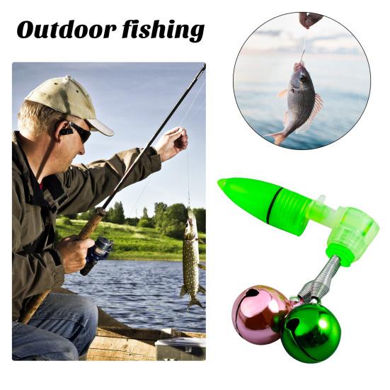 Fishing Rod Bait Alarm Bell with LED Light Dual Ring Bells Fishing Bite