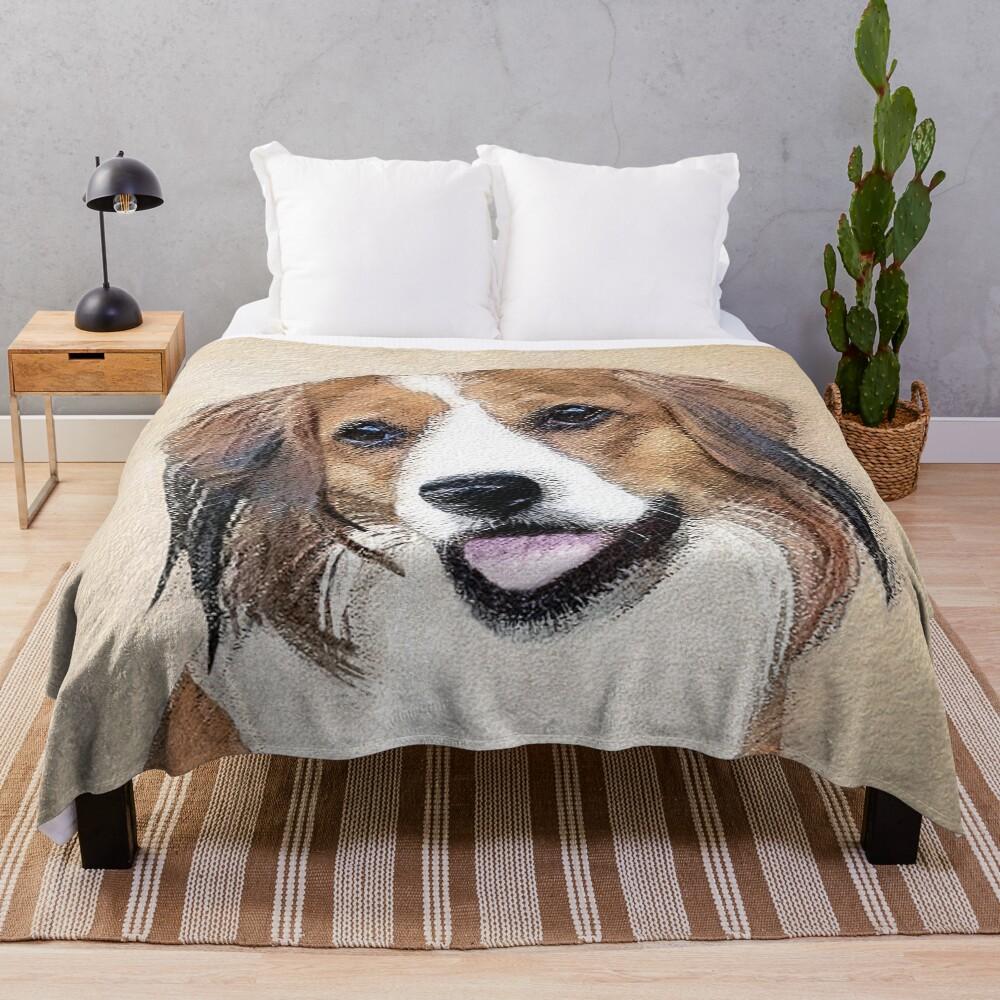 Nederlandse Kooikerhondje Painting - Dog Art Throw Blanket