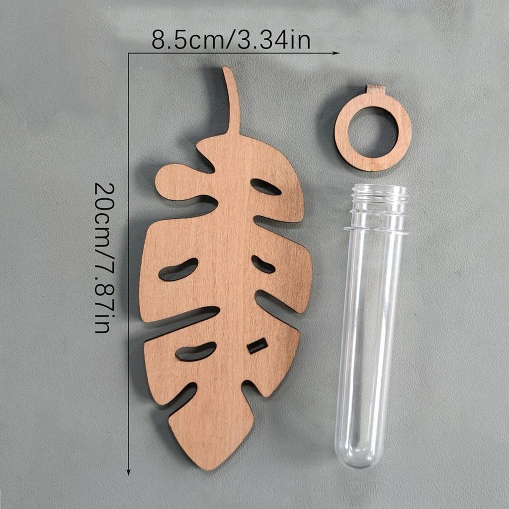 2pcs Plant Propagation Station Wall Hanging Wooden Leaf Plant Terrarium for Hydroponics Home Office Decor Test Tube Propagate Air Plant Cutting Holder