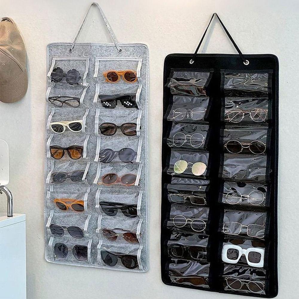 16 Slots Sunglasses Storage Hanging Bag Visible Glasses Display Rack Sunglasses Organizer  Bedroom