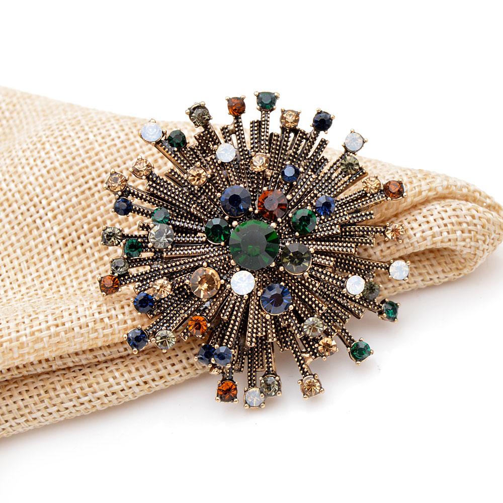 Rhinestone Vintage Flower Brooch Ladies Coat Elegant Brooch High Quality Jewelry Autumn Pin