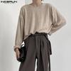 INCERUN Men Round Neck Long Sleeve Solid Color Comfy Thin Tops T-shirts