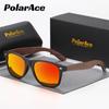 PolarAce Унисекс Деревянные поляризационные модные уличные солнцезащитные очки орехового цвета, UV400