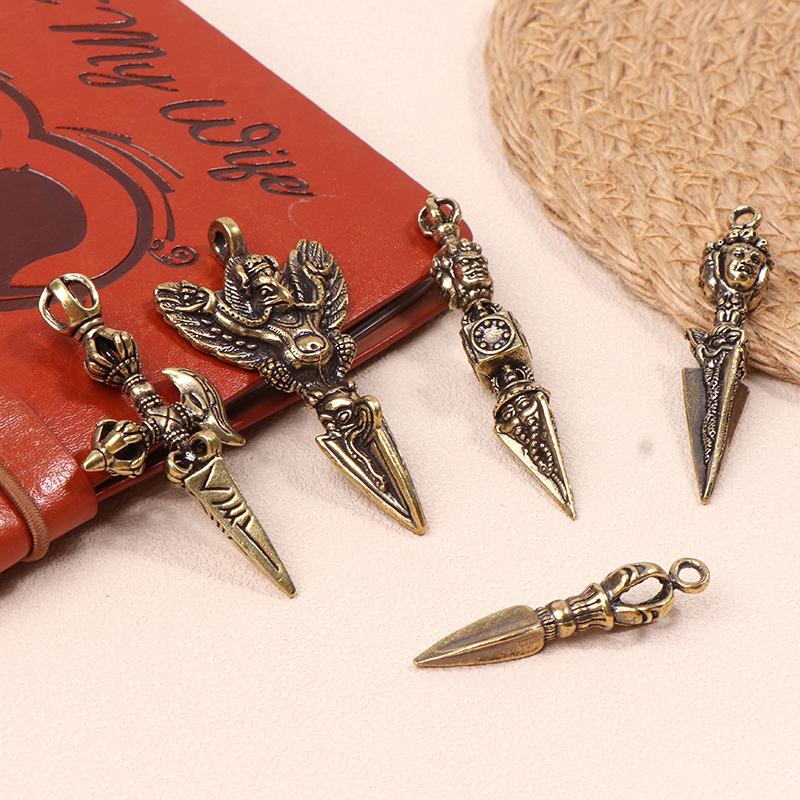 Buddhist Brass Ax Cross Vajra Pestle Diy Keychain Pendant Bracelet Necklace Decorative Handcraft Jewelry