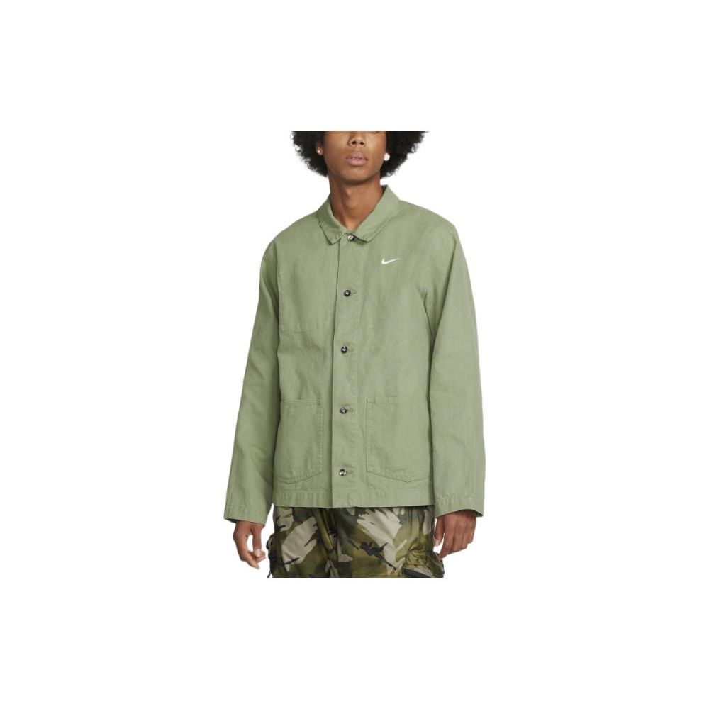 Nike Сплошной цвет, рубашка-рубашка с большим карманом и воротником, мужская верхняя одежда, оливково-зеленый DQ5185-386