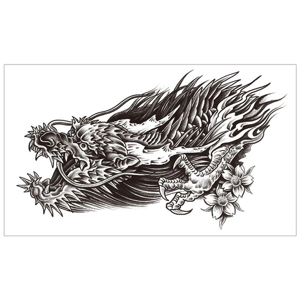 Полуперманентные временные татуировки наклейки долговечные наклейки на грудь с изображением головы дракона для женщин