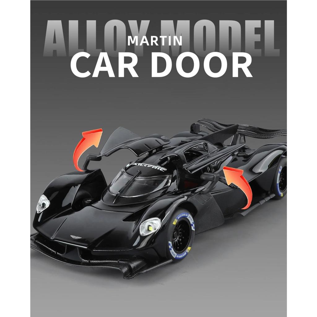1/24 Aston Martin Valkyrie Alloy Sports Car Model Diecast Metal Track Racing Vehicles Car Model Simulation Sound and Light Childrens Toy Gift