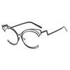 Unique Cat Eye Half Metal Frame Glasses Women Vintage Irregular Steampunk Eyeglasses Fashion Luxury Elegant Spectacles Popular
