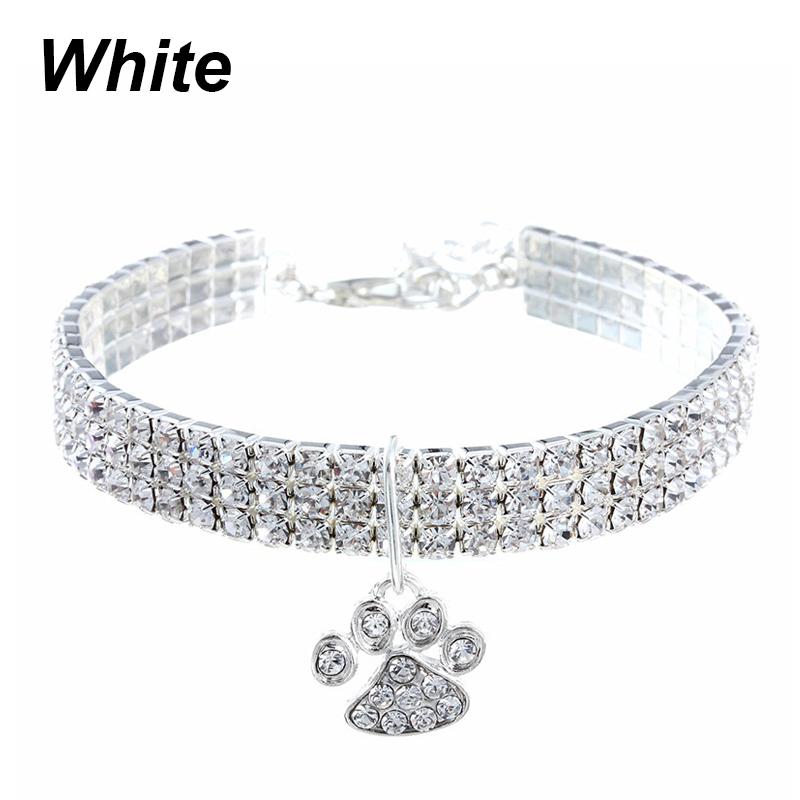 Pet Collar with Diamonds Adjustable Crystal Diamond Elastic Bone Pendant Cats Dogs Pet Collier Collar Dress Up Dog Accessories