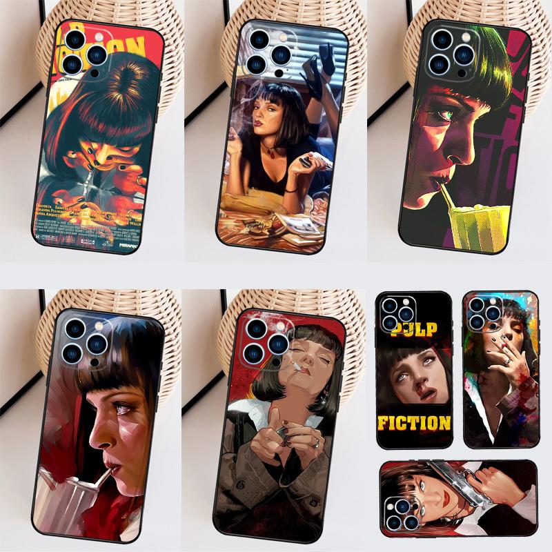 Чехол Mia Pulp Fiction для iPhone 17 Pro Max 16 15 14 13 11 12 Pro Max mini 15 16 Plus 16e 17 Air Задняя крышка