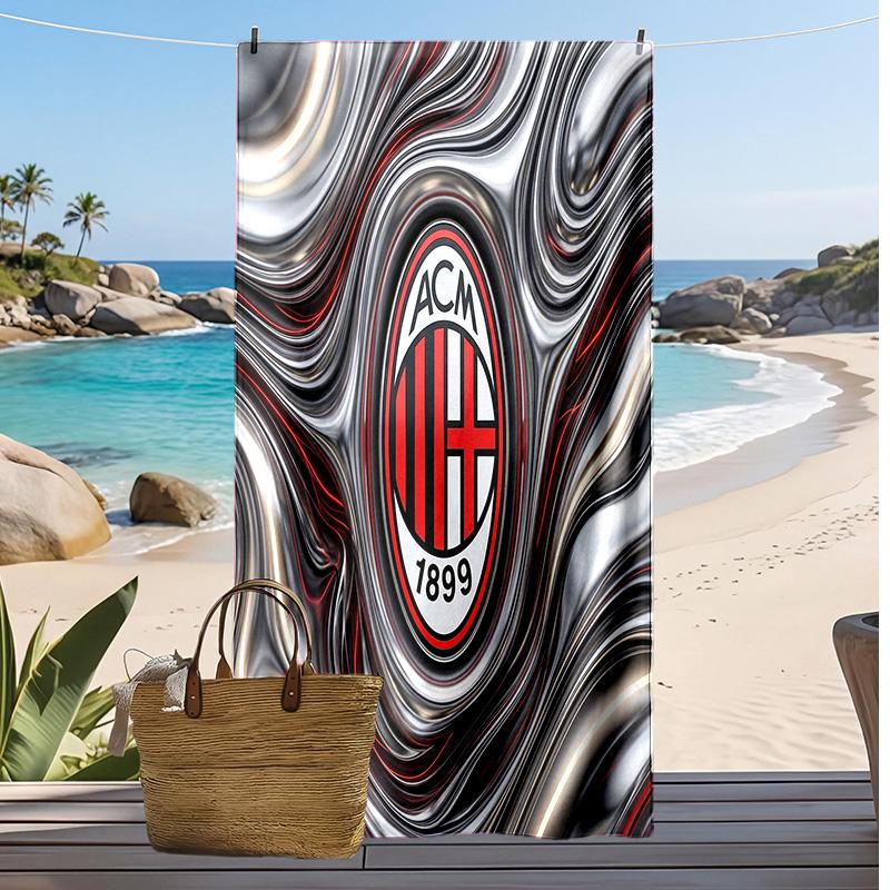 Пляжное полотенце с принтом AC Milan, быстросохнущее, мягкое, портативное, большое, прямоугольное, пляжное покрывало для путешествий, бассейна