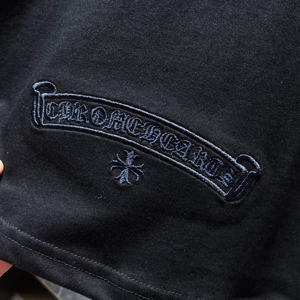 8719 CHROME HEARTS 2025 Летняя новая высококачественная хлопковая свободная футболка с круглым вырезом большого размера для мужчин и женщин, парная футболка