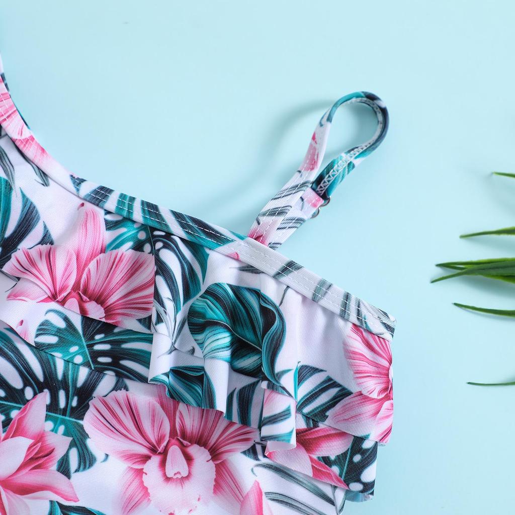 Девочкин купальник на одно плечо с цветочным принтом - Милый купальник для детей.