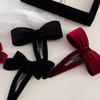 Minimalist Bowknot BB Clip Wine Red Barrettes Autumn Winter Side Clip Bang Clip Cropped Hair pin Barrettes Headdress