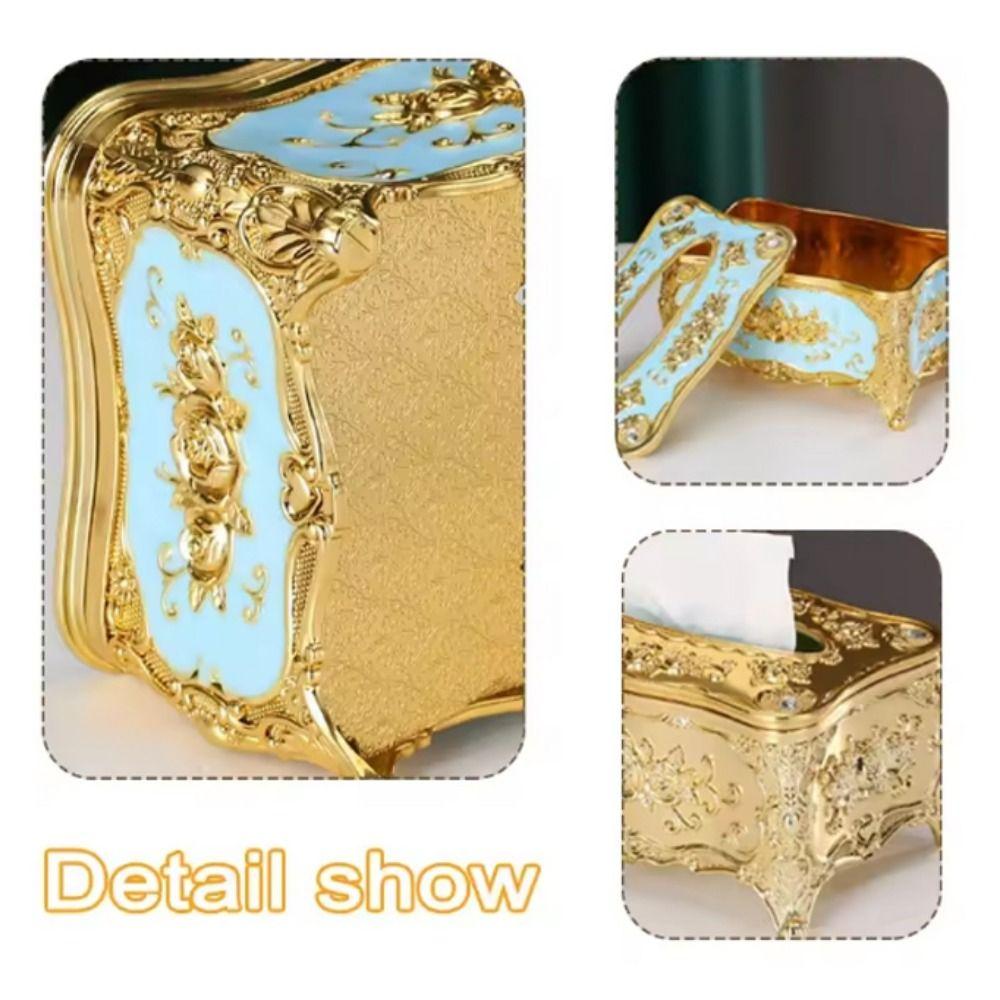 Light Luxury Tissue Box Holder Rose Pattern Tissue Dispenser Napkin Holder Restaurants