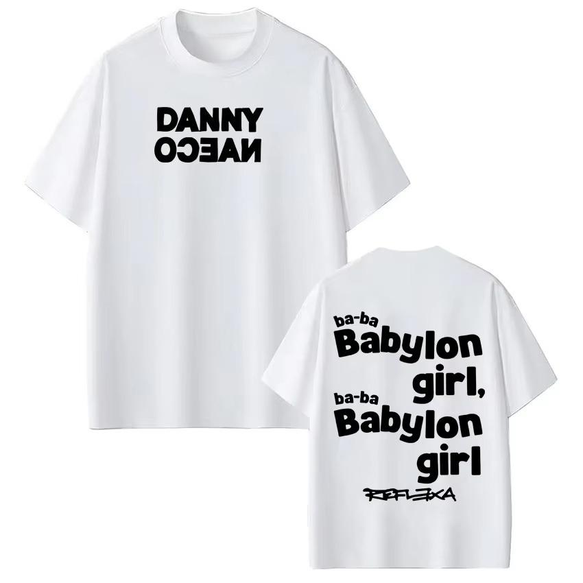 Графическая футболка Rapper Danny Ocean Tour 2026 Мужская Хип-хоп Мода Футболка Чистый Хлопок Короткий Рукав Повседневный Комфорт Уличная Одежда