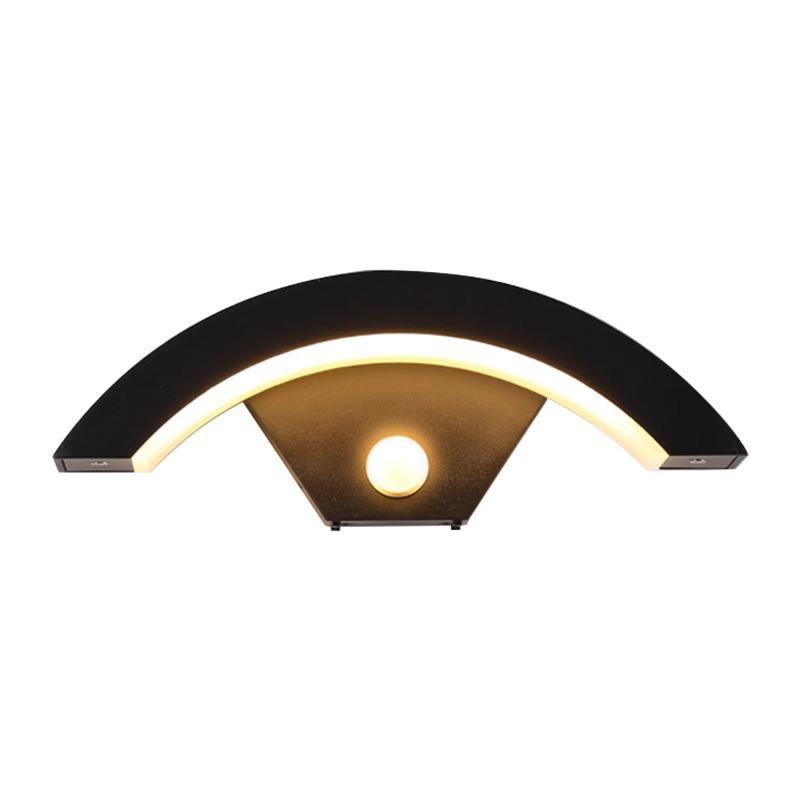 Outdoor Waterproof Simple LED Wall Lamp Modern Creative Long Strip Induction for Courtyard Aisle Door Entrance Warm White IP65