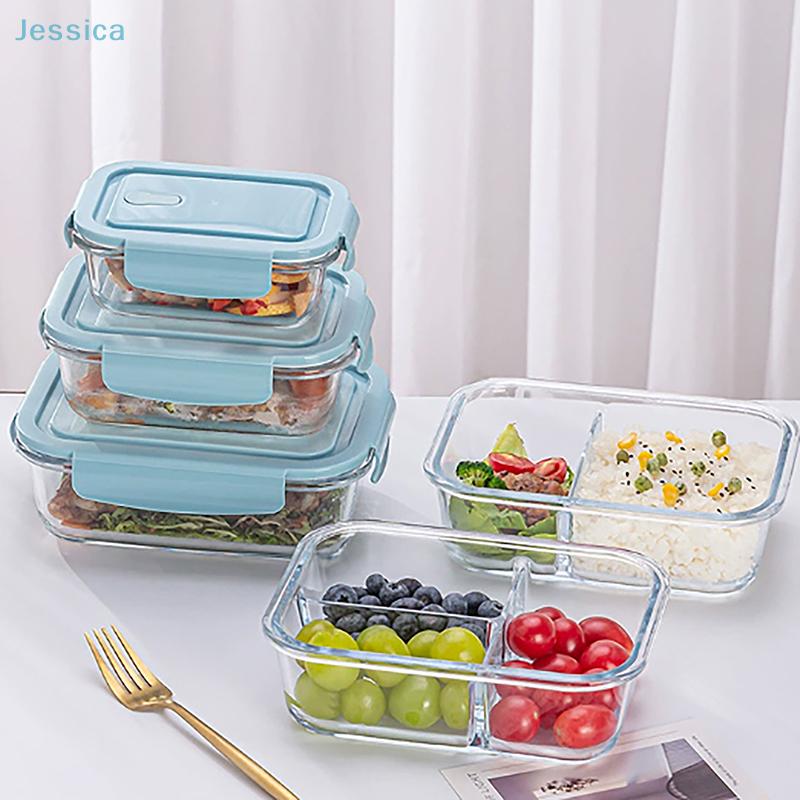 High Borosilicate Glass Bento Box With Lids Airtight Lunch Boxesdivided Lunch Containers