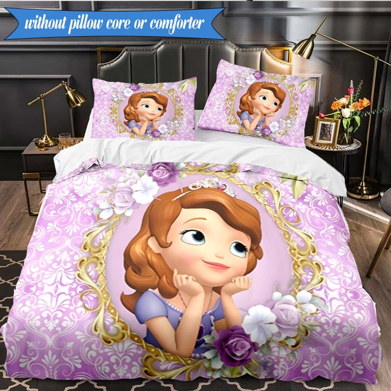 Princess Sofia 3pcs K-pop music group Bedding set,Ideal for Bedroom, Dormitory,Including Duvet Cover And 2pcs Pillowcases,Fan gifts