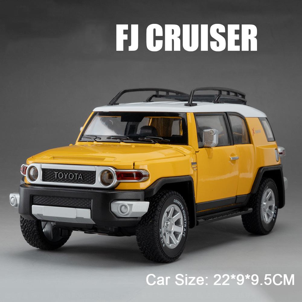 1:24 Prado FJ Cruiser Alloy Diecast Off Road Vehicle Model Toys Car Sound Light Pull Back Front Wheel Steering Festival Surprise