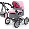 Poussette Pour Poupée Trendy - BAYER - Gris Et Rose - Réglable - Pour Poupées Jusqu'à 46 Cm