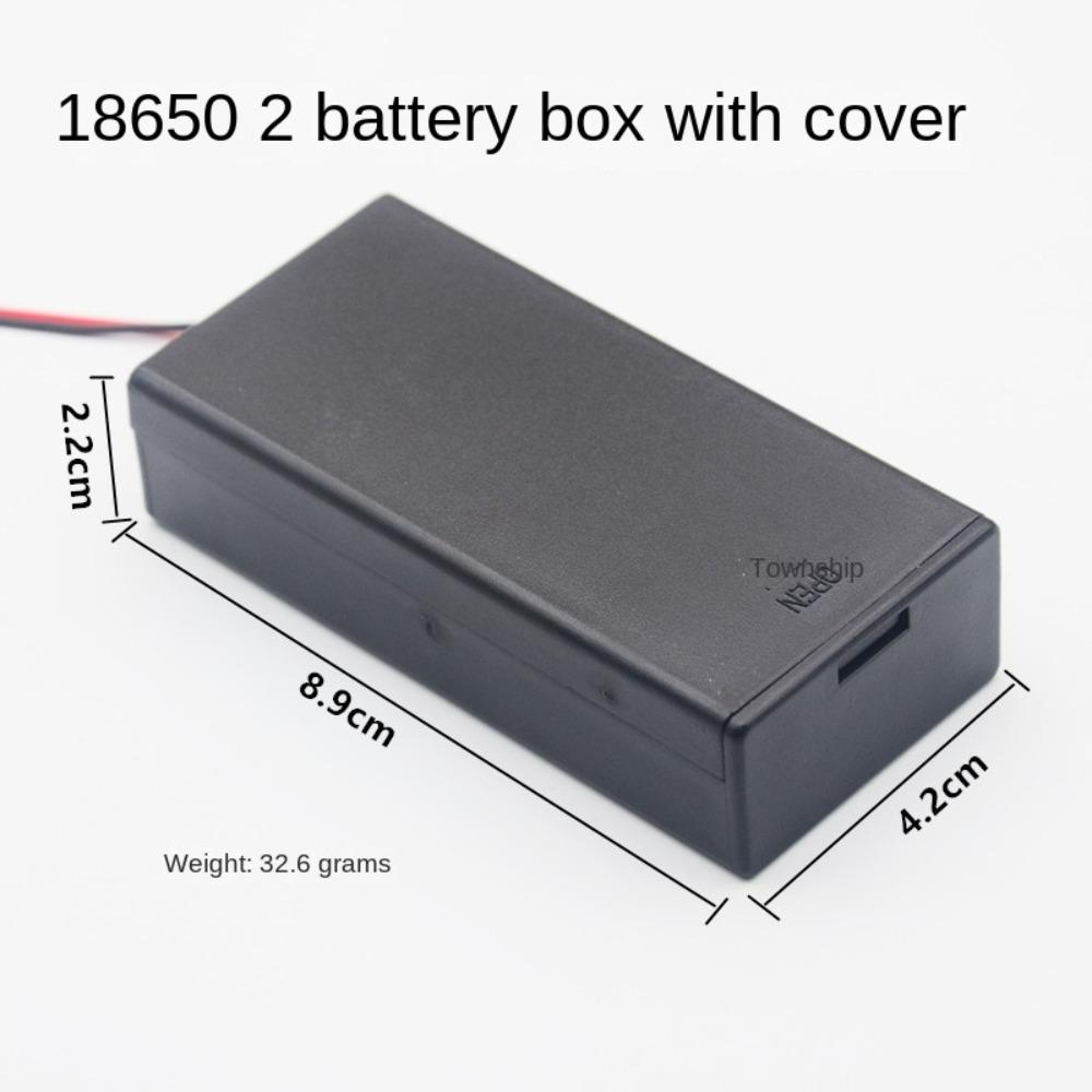 2 Slot Battery Case Holder Thickening Material Well Match Empty Box for 18650 Battery Black Extension Lead