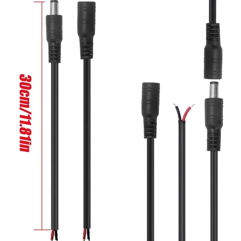 12 В соединитель постоянного тока с пигтейлом 2,1*5,5 мм, кабель с пигтейлом и штекером 30/15 см, штекерный и гнездовой, провод для светодиодной ленты CCD/CCTV-камеры