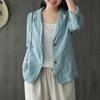 Spring and Summer New Cotton and Linen Loose and Versatile Top, Long Sleeved Casual Temperament Jacket for Women