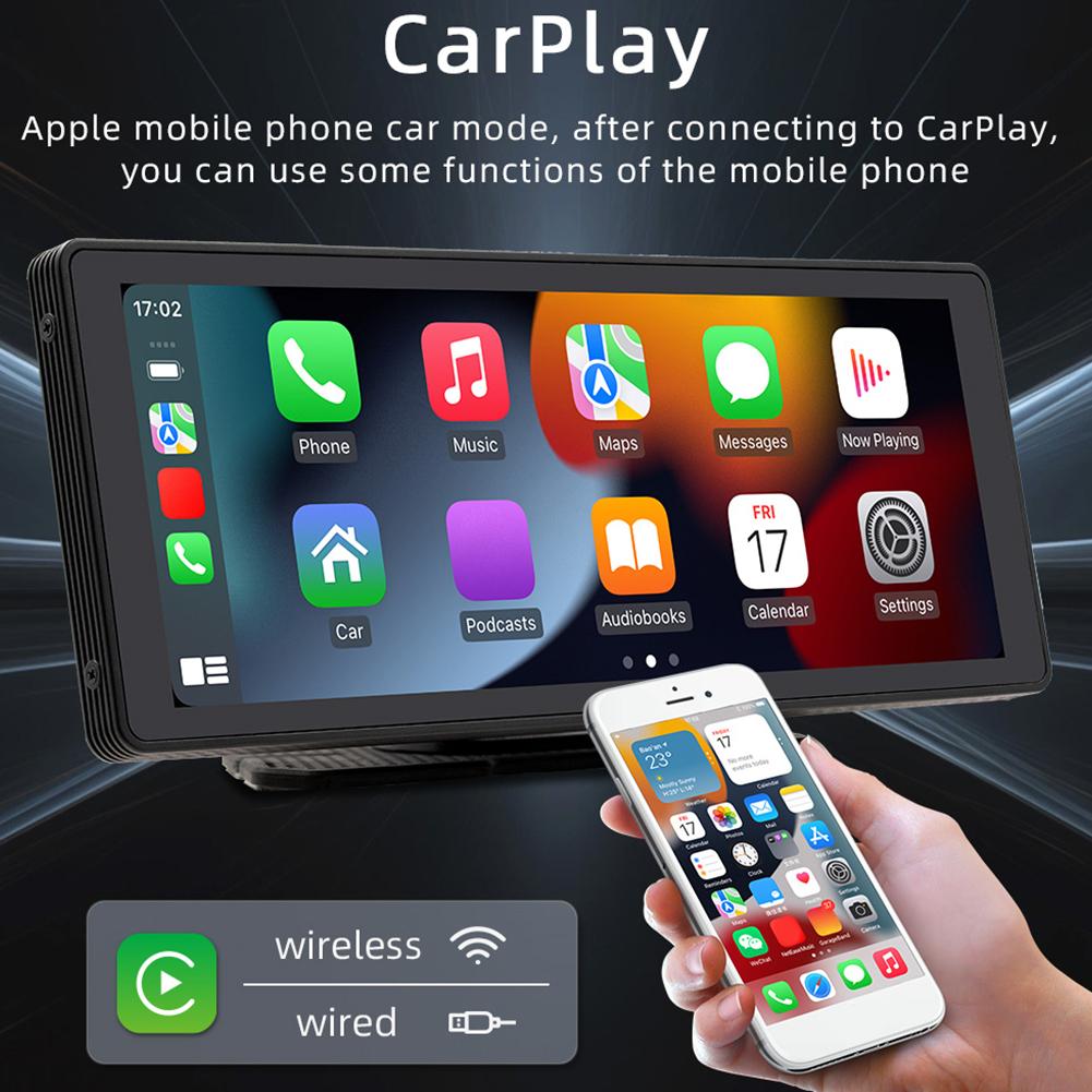 10,26-дюймовый автомобильный мультимедийный проигрыватель HD с сенсорным экраном, беспроводной мультимедийный видеоплеер Carplay, Mirrorlink, портативный MP5-плеер, автомобильный видеорегистратор