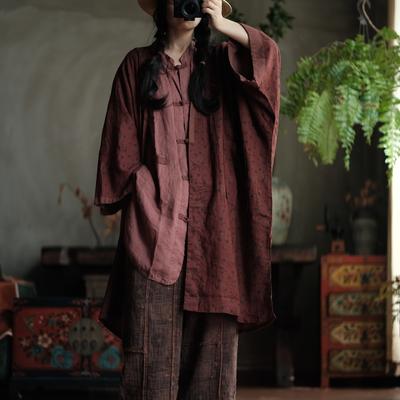 Женские винтажные лоскутные цветные рубашки, топы, блузки с длинным рукавом и стойкой на пуговицах, осенние длинные рубашки