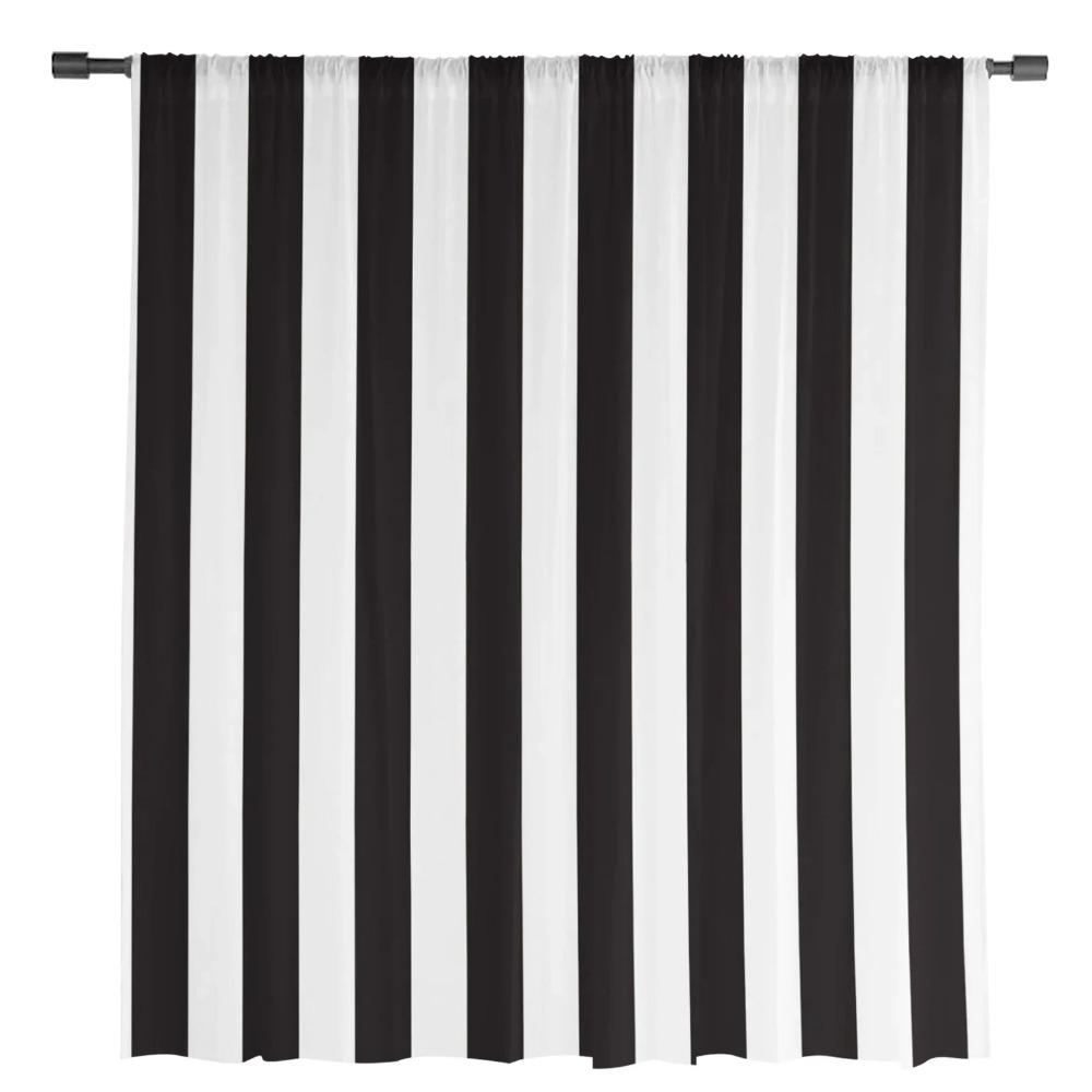 Черно-белые полосатые прозрачные шторы для украшения гостиной, тюль, вуаль, органза, оконные шторы для кухни, спальни