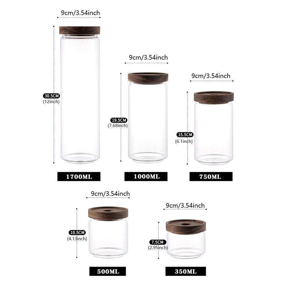 Многофункциональная деревянная крышка, стеклянная банка для хранения продуктов, кофейные зерна, сгущенный кухонный контейнер, круглый прозрачный герметичный контейнер для сахара