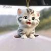 Милый кулон в виде кота, акриловое зеркало заднего вида, подвеска на рождественскую елку, украшение в виде мультяшного котенка, подарок для любителя кошек