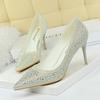 Fashion Women Simple Glitter Sequins Stiletto Heels Evening Lady Wedding Bridal Bling Gold Silver Champagne Party Shoes Grace 9219-22