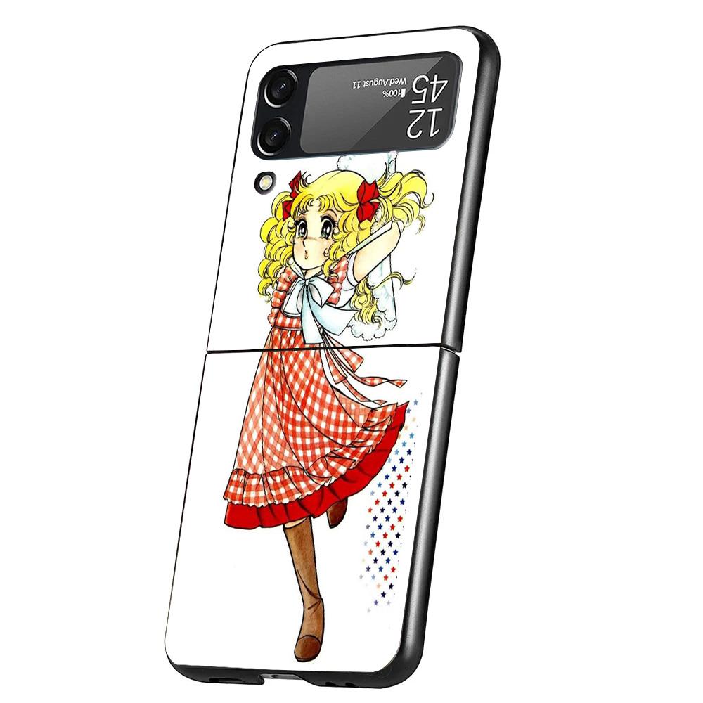 Anime Candy Cover Phone Case For Samsung Galaxy Z Flip 7 6 5 4 3 5G Flip7 Flip6 Flip5 Flip4 Flip3 Black Fundas Shell Galaxy Z Fl