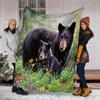 Black Bear Family Throw Blanket Perfect All Seasons Soft Comfortable Sofa Office Naps Travel Birthday Gift Christmas Present