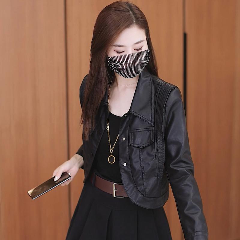 Короткая кожаная куртка из бархата, женские топы, осень и зима, новый модный костюм, юбка, маленькая кожаная юбка