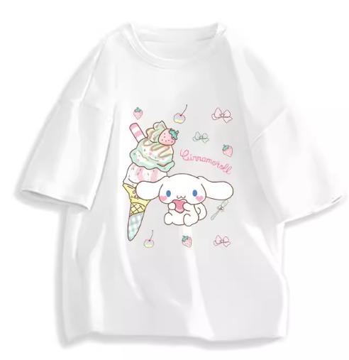 2026 New Fashion RoundNeck ShortSleeve TShirt Spring Summer Sanrio Cinnamoroll Women TShirt Cute Top Clothing