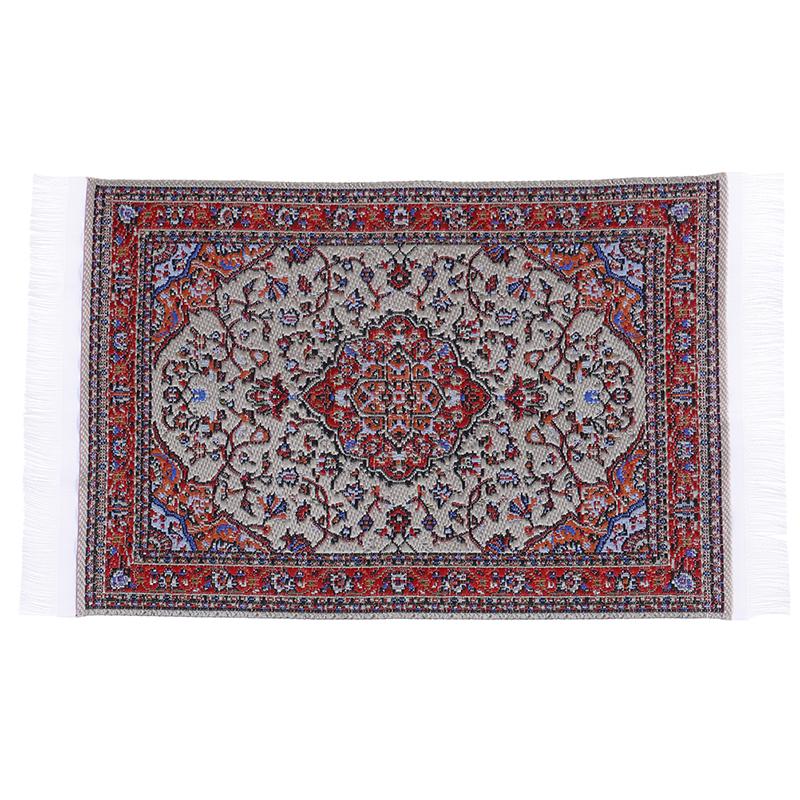 1:12 миниатюрных вышитых ковров для кукольного домика, тканые цветочные напольные покрытия