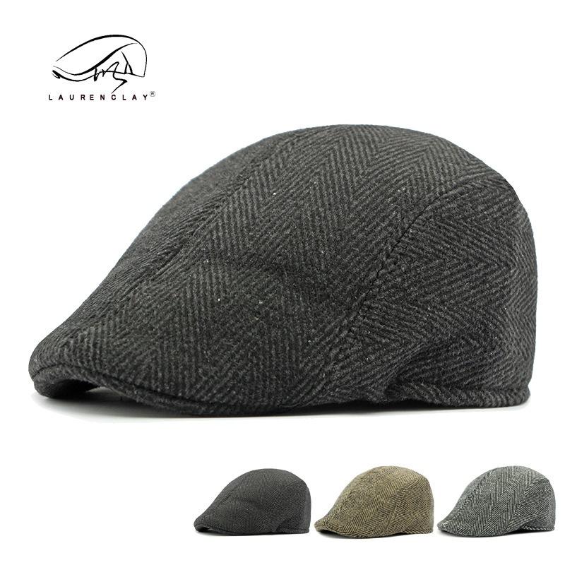 Hat men in the elderly thermal cotton hat autumn and winter retro beret woolen cap forward hat