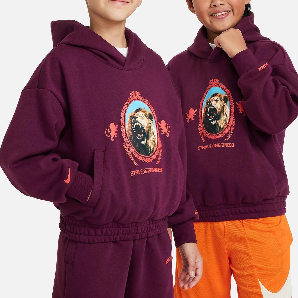 Nike LeBron Printed Hooded Casual Long Sleeve Sweatshirt Kids Sweatshirt Track-Red FJ6065-610