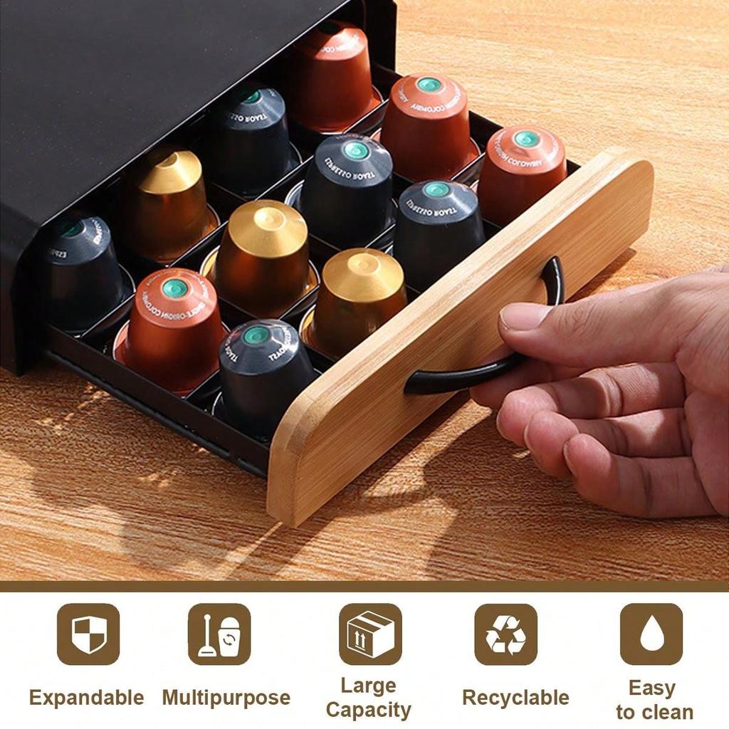 Ящик для хранения кофейных капсул Leeseph, металлический органайзер для кофейной станции на 40 капсул, под кофейником