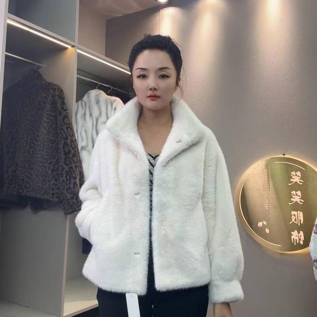Женская теплая куртка с длинным рукавом и пуговицами на лацканах, зимнее модное пальто из норки, короткая новая шуба