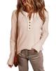 Azura Exchange Beige Waffle Knit Textured Henley Top