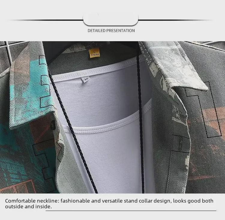 Мужская рубашка с длинным рукавом и принтом 2025 года — модная куртка свободного кроя на весну и осень