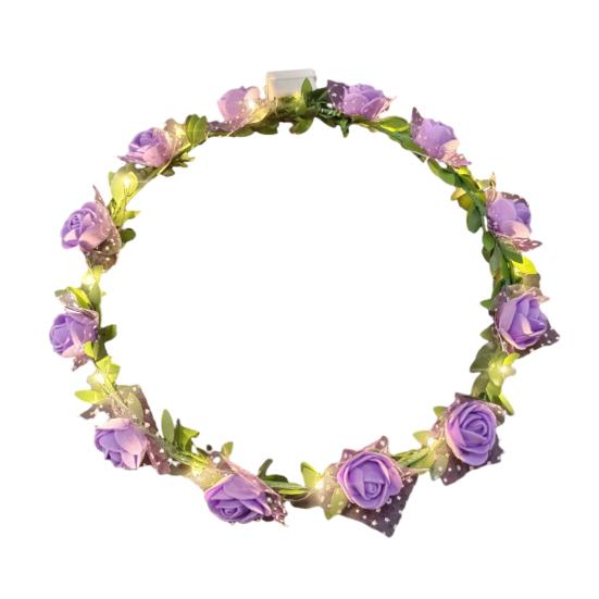 Романтический светящийся венок, светодиодный свет, розовые цветы, повязка для волос, головной убор, Свадебная вечеринка, вечеринка для девочек, светящаяся гирлянда для волос на день рождения