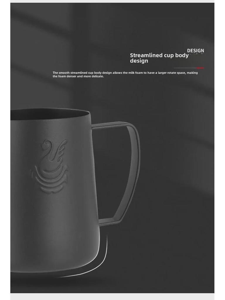 JIBBI Swan Latte Art Cup, 304 Stainless Steel, 400ml Milk Frothing Pitcher