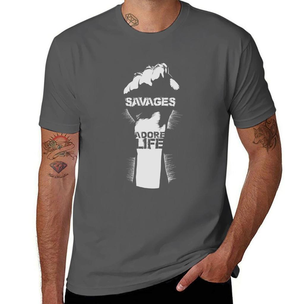 Savages Adore Life White Tshirt Work Wear Lightweight Tee