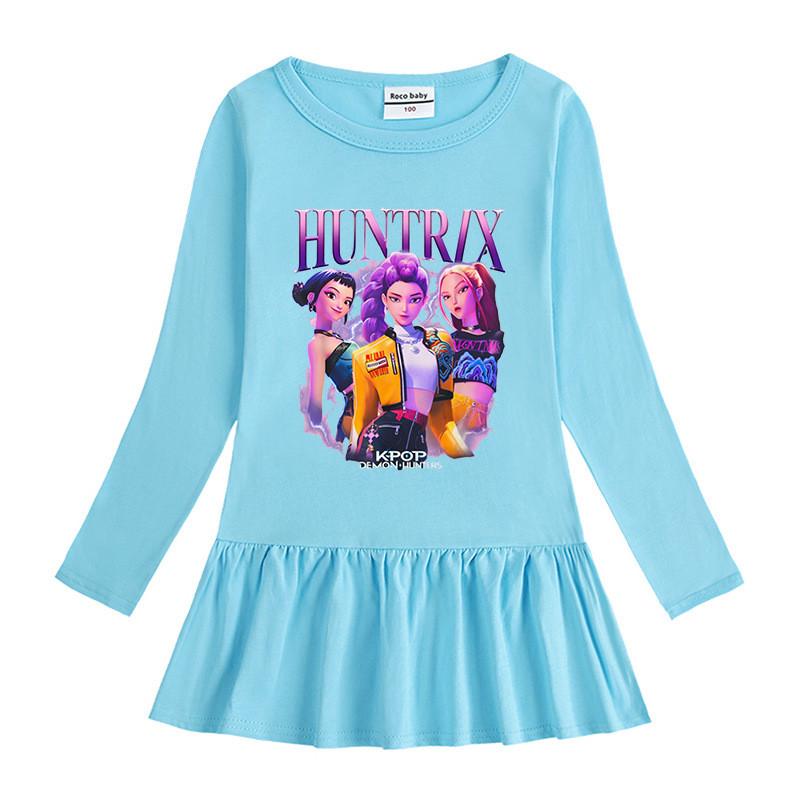 Девочки Kpop Руми Зои Мира Принт Охотники Руми Зои Мира Плиссированное платье